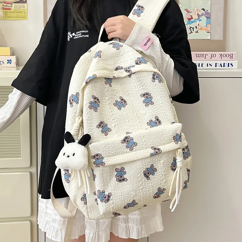 GOBLIN SHARKS 1759 Nylon Backpack Unisex White/Pink/Blue-4