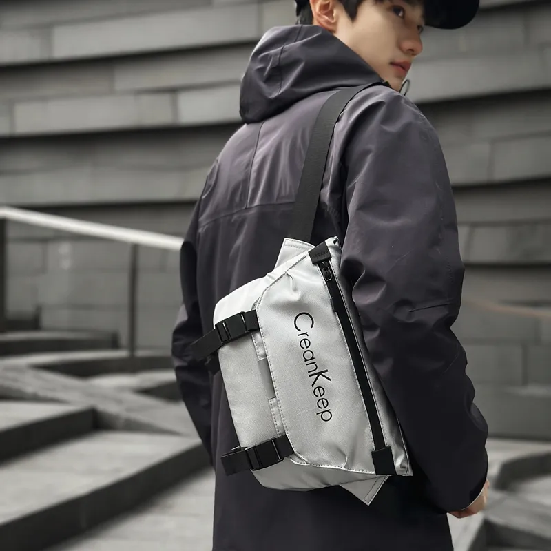 GOBLIN SHARKS 1759 PU Sling Bag Unisex Silver/Black-1