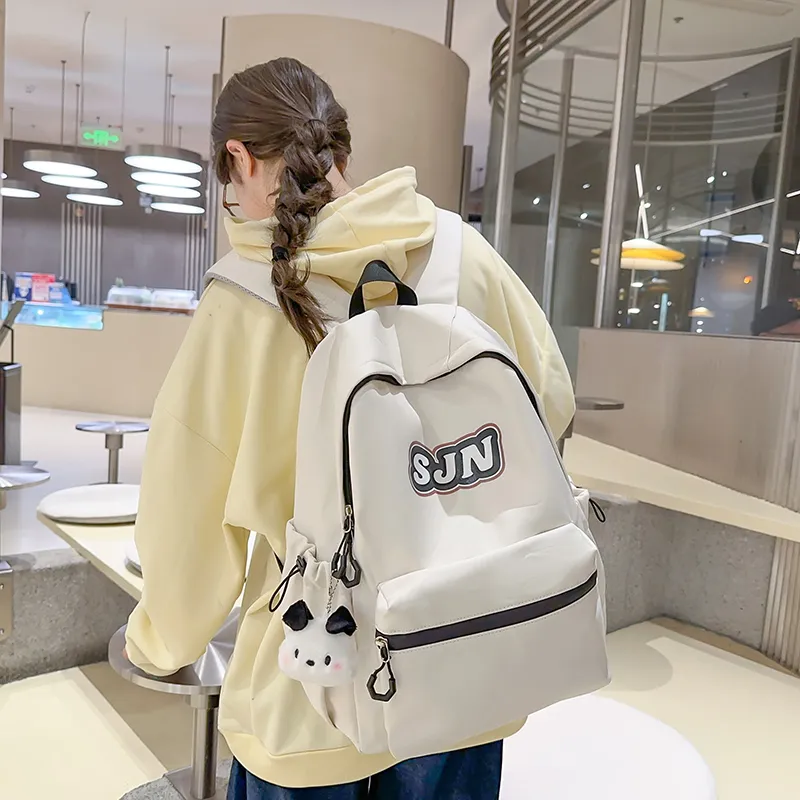 GOBLIN SHARKS 1759 Nylon Backpack Large Size Unisex White/Black/Khaki/Blue/Pink-4