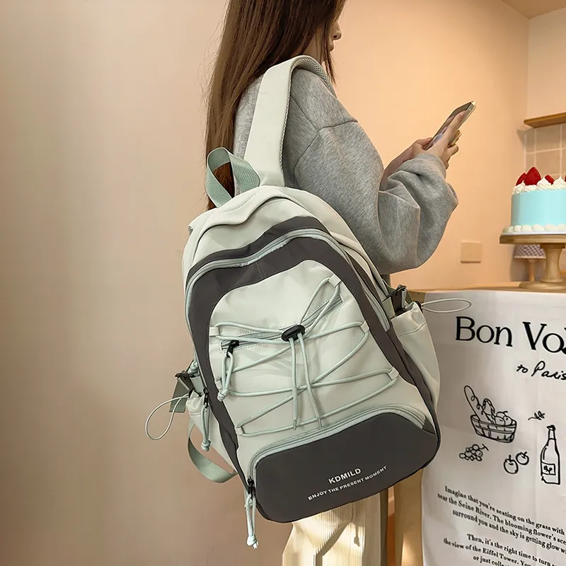 GOBLIN SHARKS 1759 Nylon Backpack Regular Unisex Pink/Black/Light Green/Light Yellow/Dark Gray-13