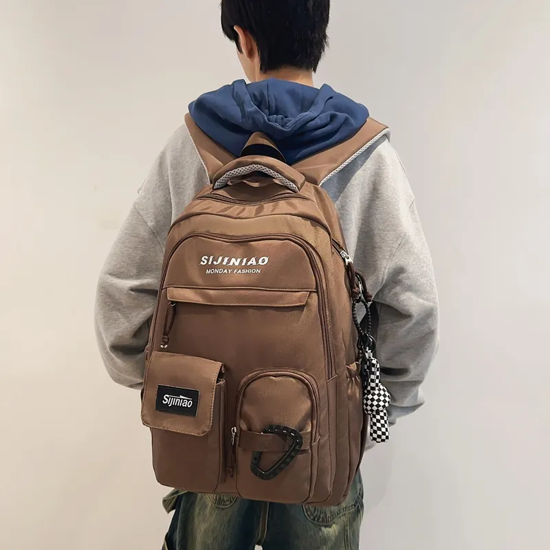 GOBLIN SHARKS 1759 Nylon Backpack Unisex Black/Khaki/Gray/Red/Brown-20