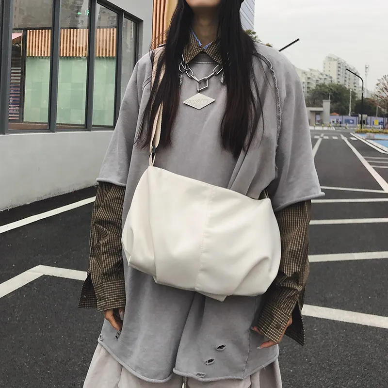GOBLIN SHARKS 1759 Nylon Backpack Shoulder Bag Medium Size Unisex White/Black/Beige-5