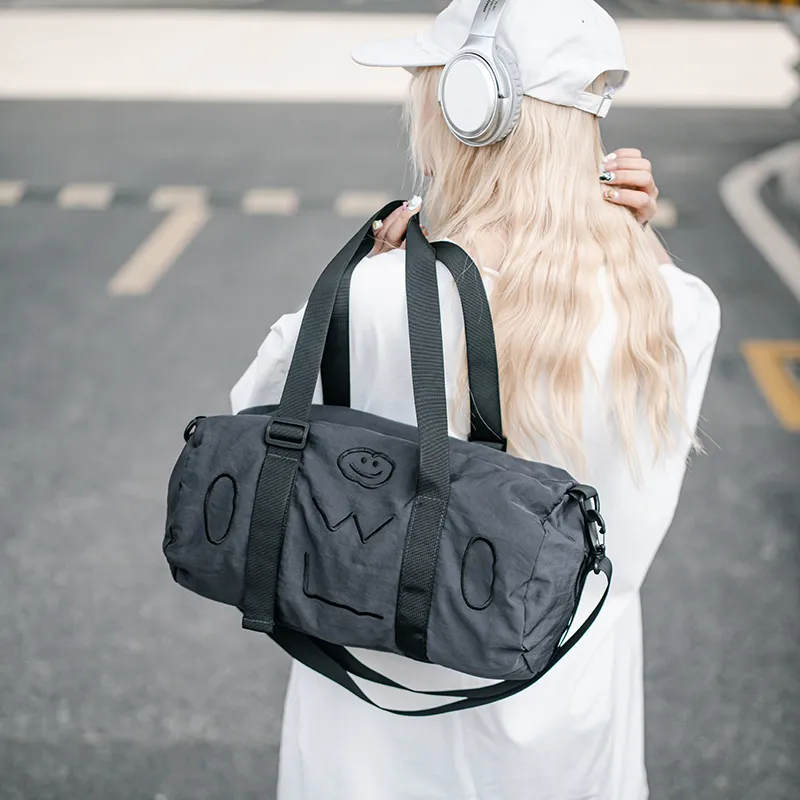 GOBLIN SHARKS 1759 Nylon Backpack One Shoulder Portable Crossbody Bag Travel Bag 25L Unisex Black/Green-1