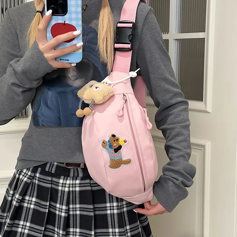 GOBLIN SHARKS 1759 Nylon Backpack, Sling Bag Regular Unisex White/Pink/Black/Yellow/Green-11