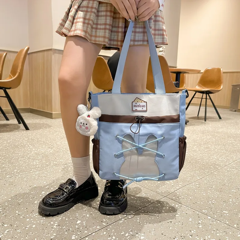 GOBLIN SHARKS 1759 Nylon Shoulder Bag Unisex Blue Black/Pink/Yellow/Purple-3