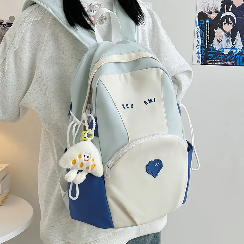 GOBLIN SHARKS 1759 Nylon Backpack Large Size Unisex Blue/Khaki/Pink-2
