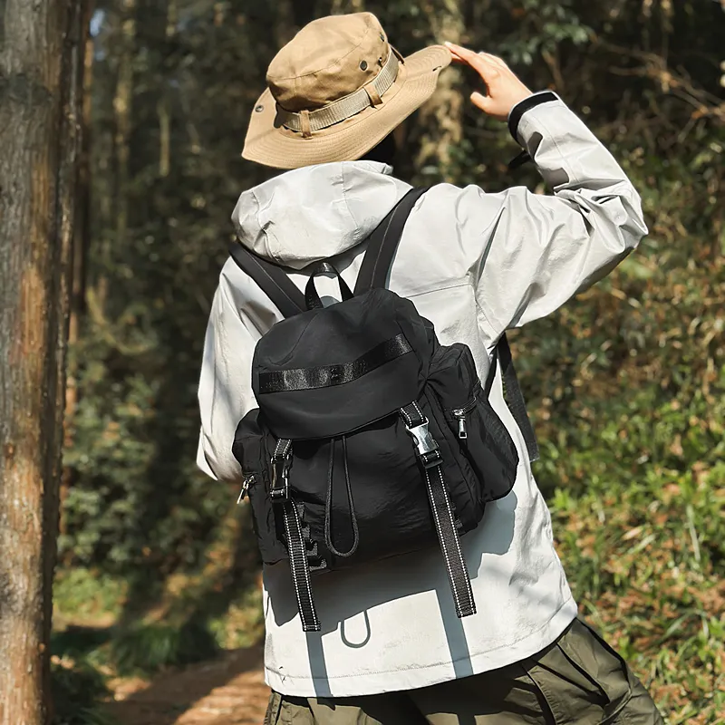 GOBLIN SHARKS 1759 Nylon Backpack Regular Unisex Coffee/Black/Gray/Orange Red/Army Green-11