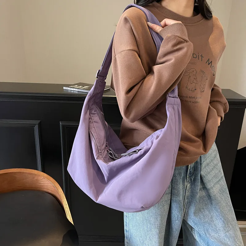 GOBLIN SHARKS 1759 Fabric Dumpling Bag Shoulder Bag Unisex Ecru/Black/Yellow/Pink/Purple-27
