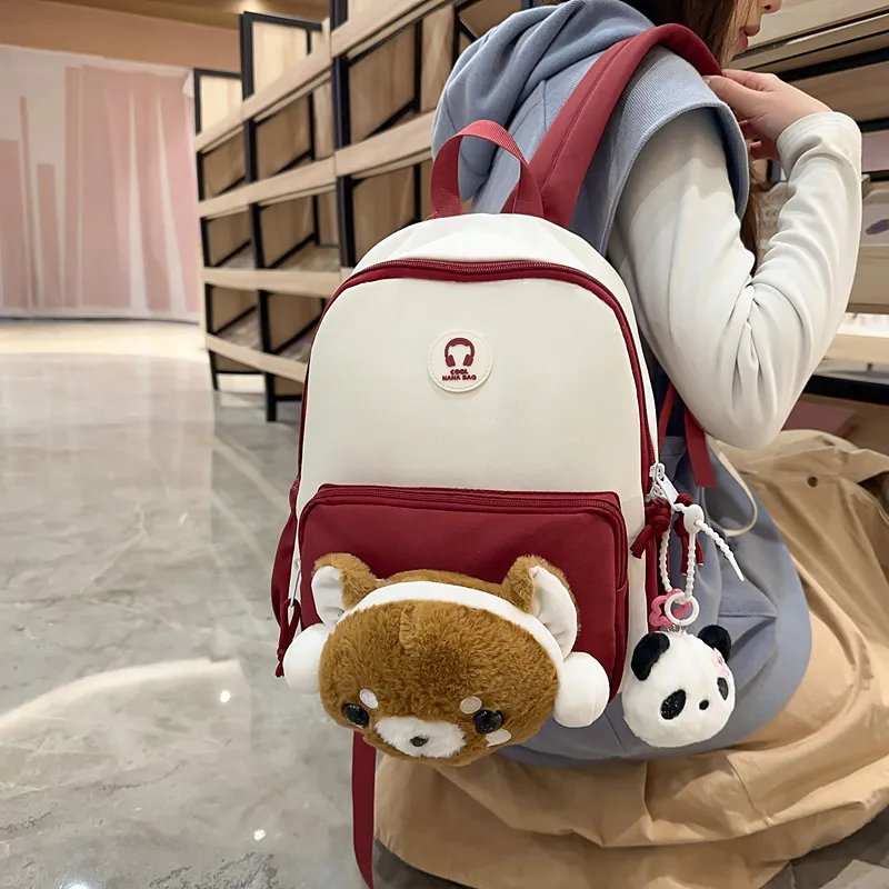 GOBLIN SHARKS 1759 Nylon Backpack Large Size Unisex White Khaki/White Red/Black/Pink-12