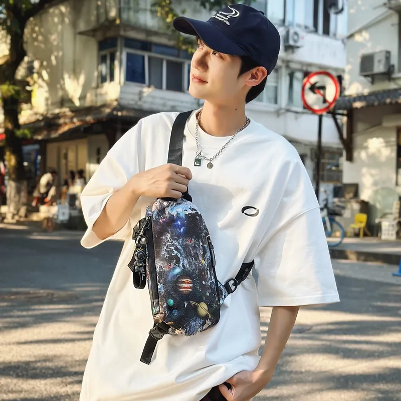 GOBLIN SHARKS 1759 Nylon Sling Bag Unisex White/Black/Gray/Green/Planet Black/Planet White-24
