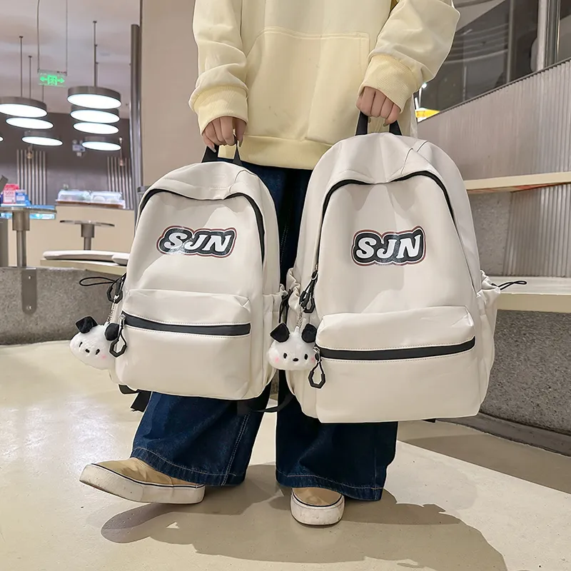 GOBLIN SHARKS 1759 Nylon Backpack Large Size Unisex White/Black/Khaki/Blue/Pink-1