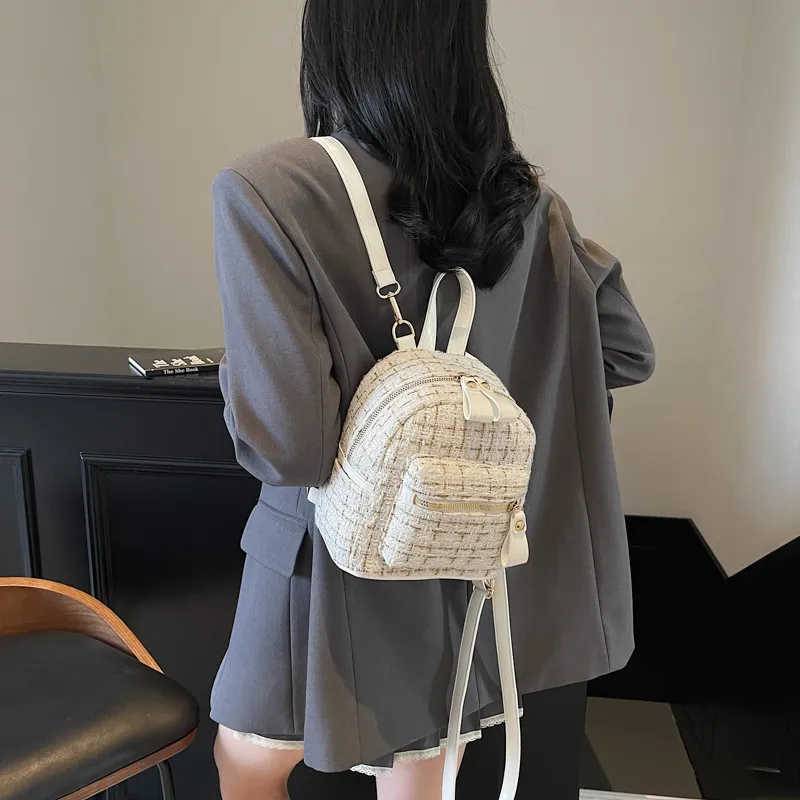 GOBLIN SHARKS 1759 Fabric Backpack Regular Women's Ecru/Black-3