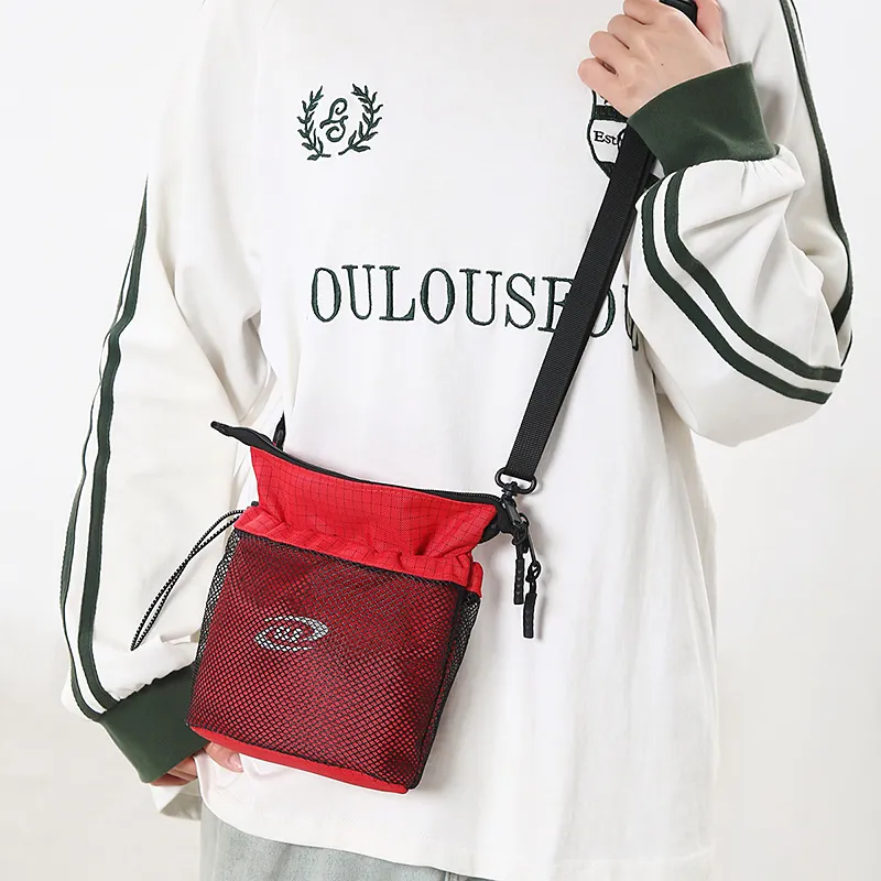 GOBLIN SHARKS 1759 Nylon Backpack, Crossbody Bag Regular Unisex Black/Khaki/Green/Red/Yellow-20