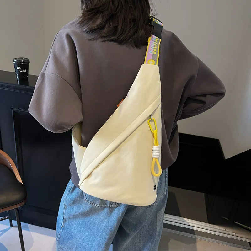 GOBLIN SHARKS 1759 Canvas Sling Bag Unisex White & Purple/White & Black/Yellow Brown/Black-3