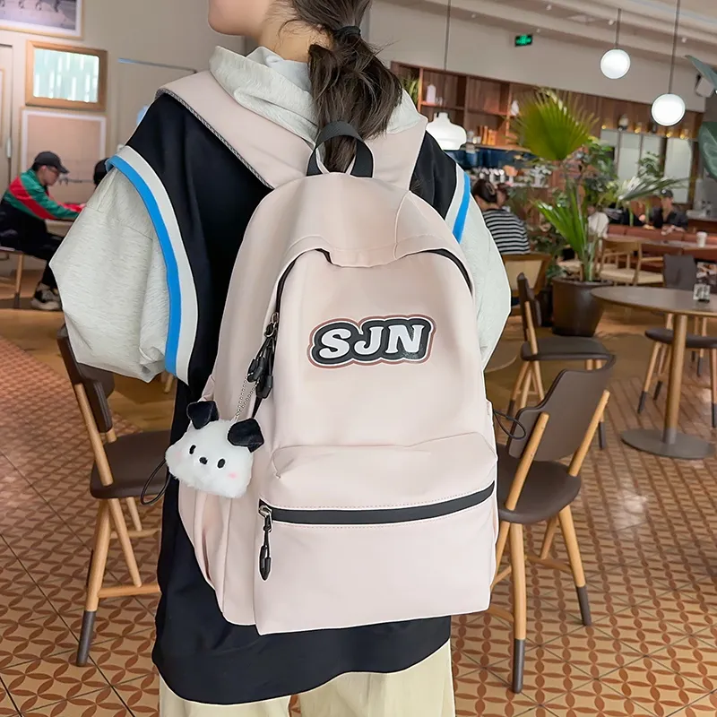 GOBLIN SHARKS 1759 Nylon Backpack Large Size Unisex White/Black/Khaki/Blue/Pink-31