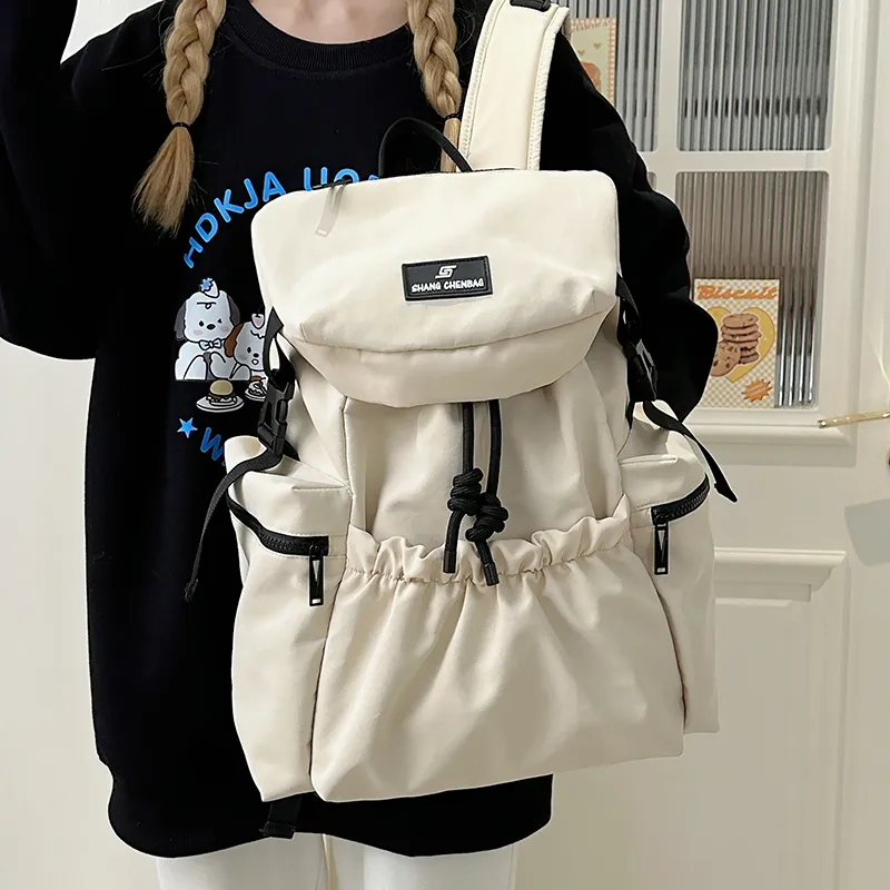 GOBLIN SHARKS 1759 Nylon Backpack Unisex White/Orange/Black/Khaki/Gray-5