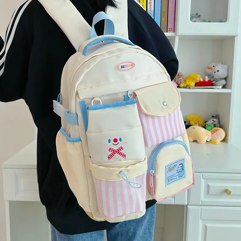 GOBLIN SHARKS 1759 Nylon Backpack Regular Unisex Ecru/Blue-4