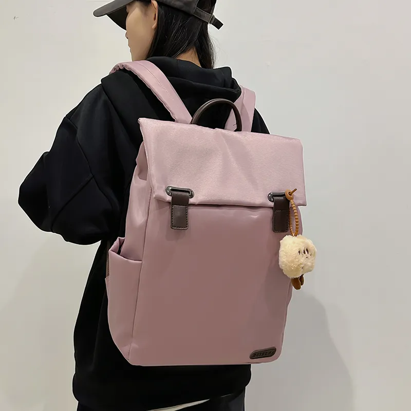 GOBLIN SHARKS 1759 Nylon Backpack Large Size Unisex Khaki/Black/Pink-18