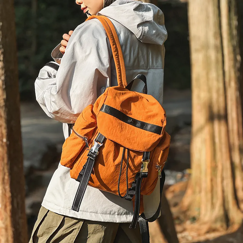 GOBLIN SHARKS 1759 Nylon Backpack Regular Unisex Coffee/Black/Gray/Orange Red/Army Green-2