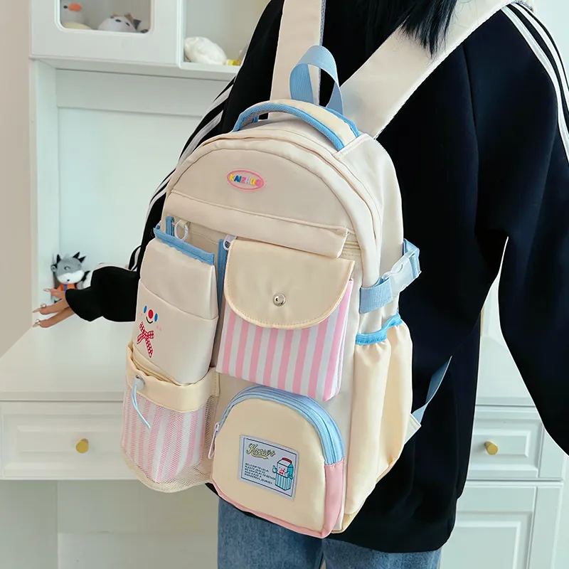GOBLIN SHARKS 1759 Nylon Backpack Regular Unisex Ecru/Blue-2