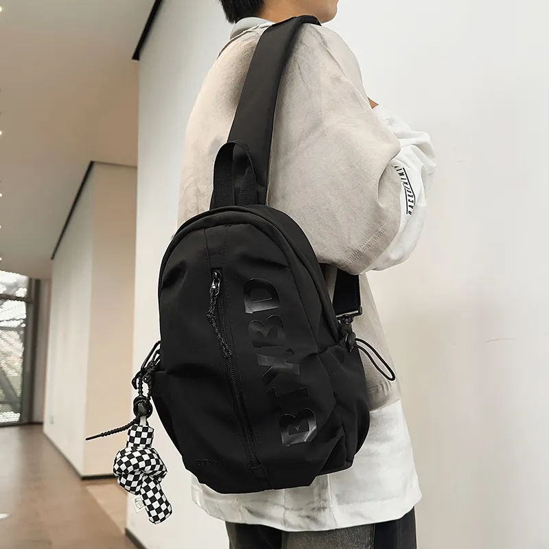 GOBLIN SHARKS 1759 Nylon Shoulder Bag Crossbody Bag Backpack Sling Bag Unisex White/Black-11