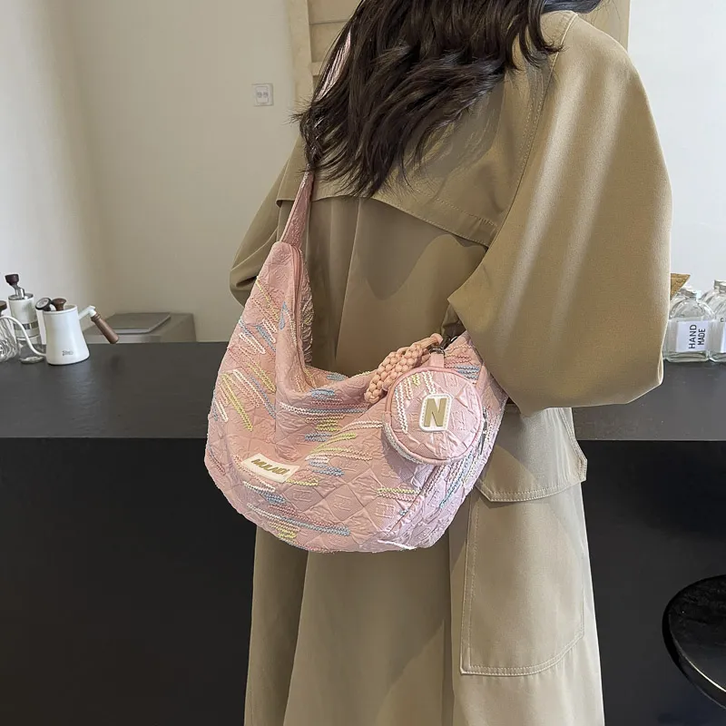 GOBLIN SHARKS 1759 Fabric Shoulder Bag Unisex Ecru/Pink/Black-8