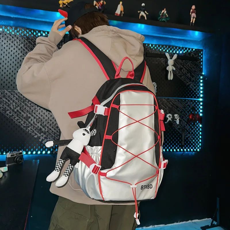 GOBLIN SHARKS 1759 Nylon Backpack Regular Unisex Black & Red/Black & Gray-5