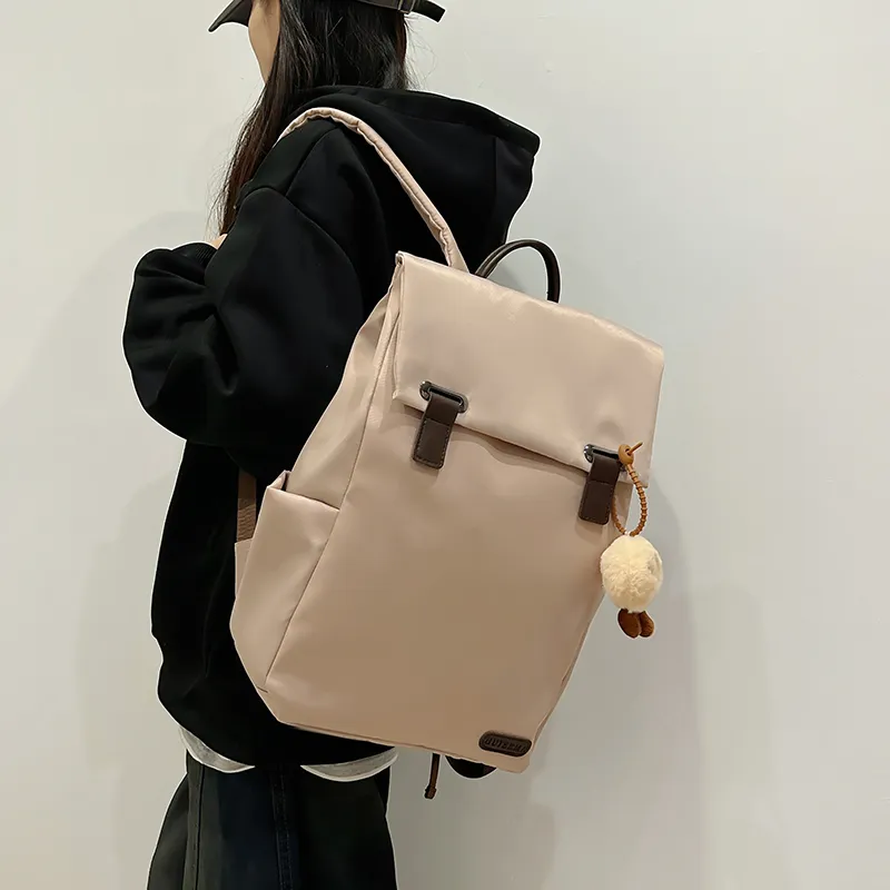 GOBLIN SHARKS 1759 Nylon Backpack Large Size Unisex Khaki/Black/Pink-3