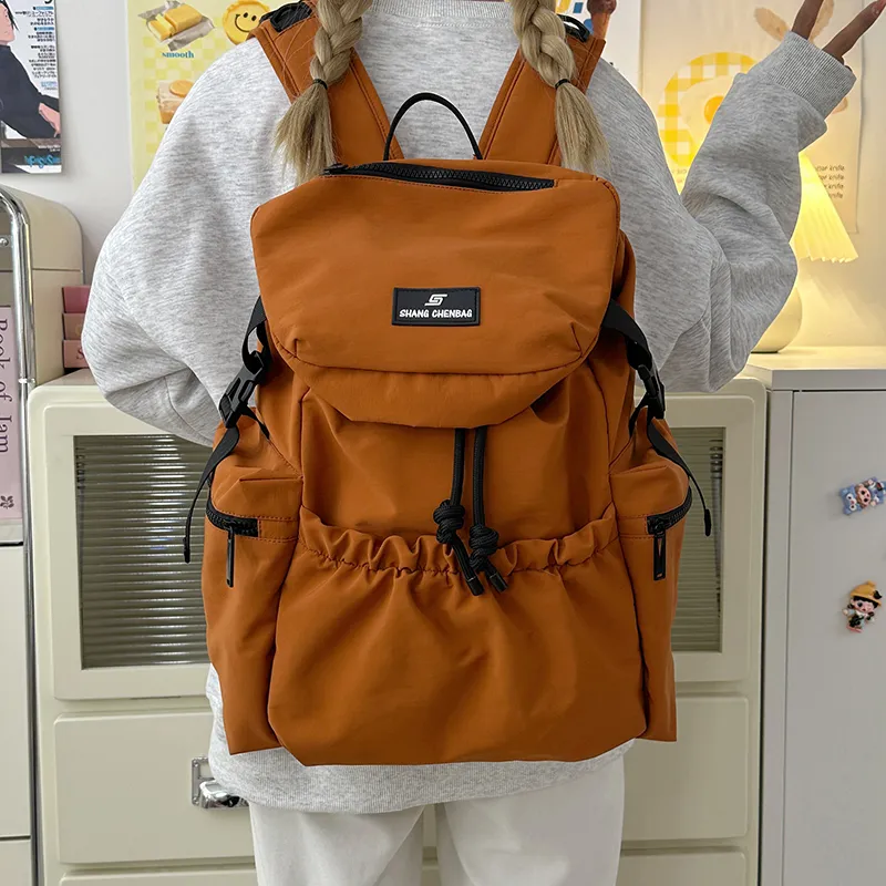 GOBLIN SHARKS 1759 Nylon Backpack Unisex White/Orange/Black/Khaki/Gray-9