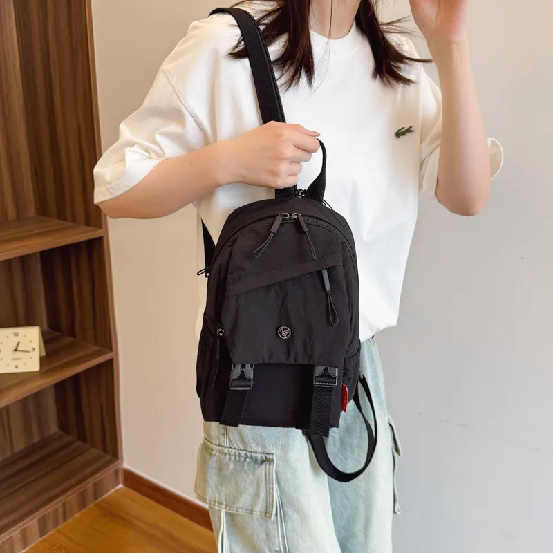 GOBLIN SHARKS 1759 Fabric Backpack Unisex Ecru/Black/Green-9