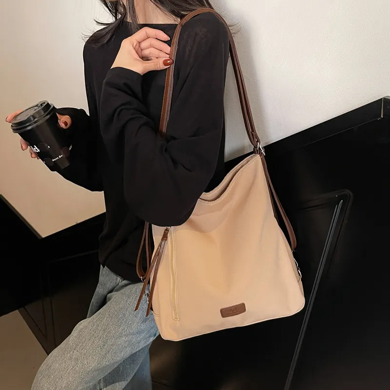 GOBLIN SHARKS 1759 Canvas Canvas Bag Shoulder Bags Regular Women's Ecru/Khaki/Black-8