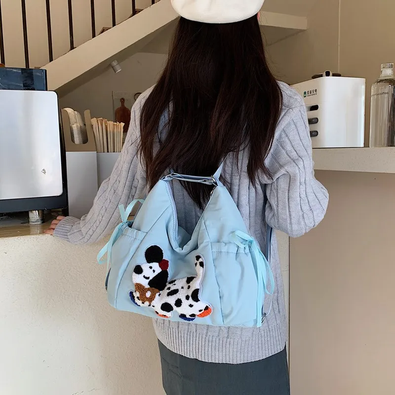 GOBLIN SHARKS 1759 Nylon Shoulder Bag Medium Size Unisex White/Pink/Red/Blue/Black-18