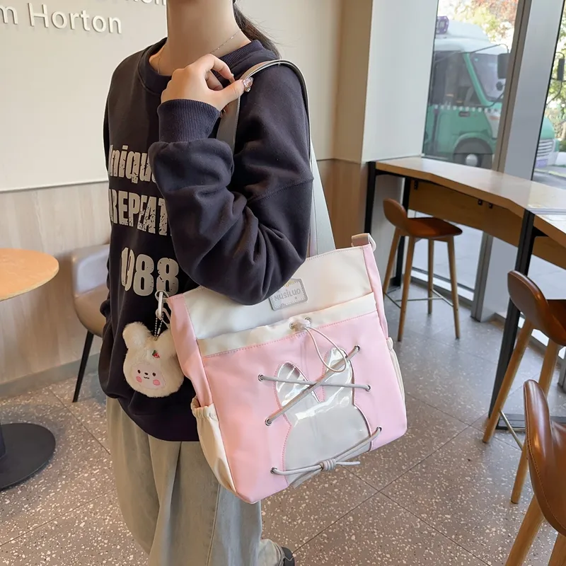 GOBLIN SHARKS 1759 Nylon Shoulder Bag Unisex Blue Black/Pink/Yellow/Purple-6