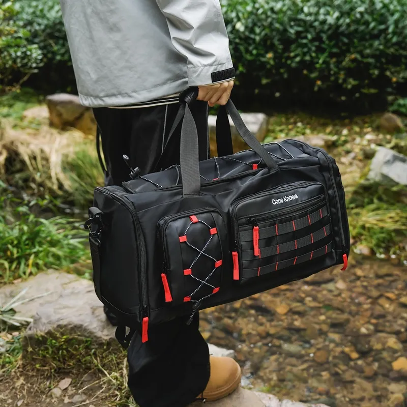 GOBLIN SHARKS 1759 Nylon Gym Bag Unisex Gray/Army Green/Black Red/Pure Black-11