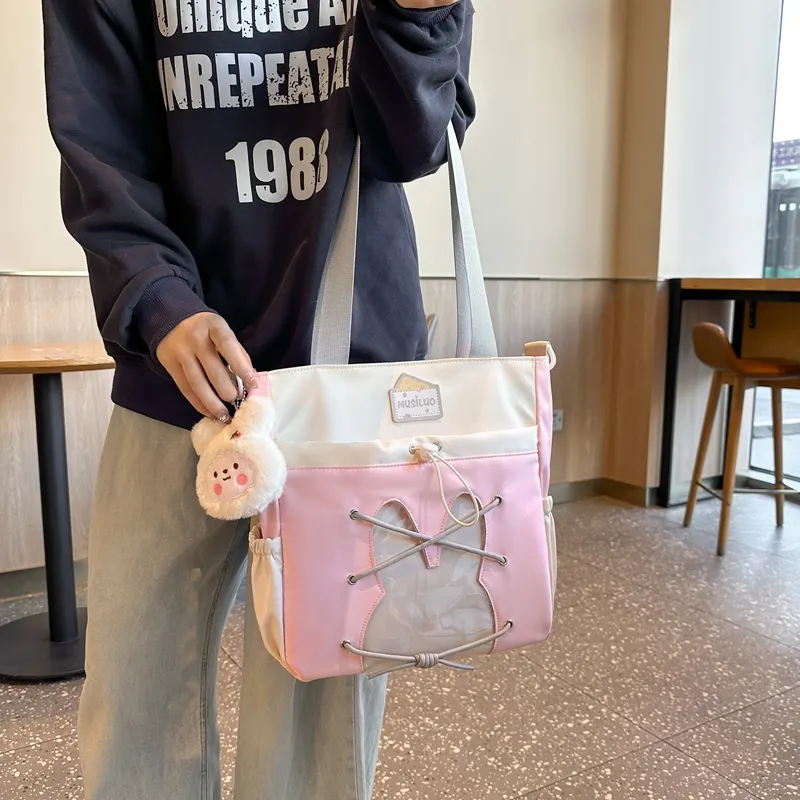 GOBLIN SHARKS 1759 Nylon Shoulder Bag Unisex Blue Black/Pink/Yellow/Purple-7