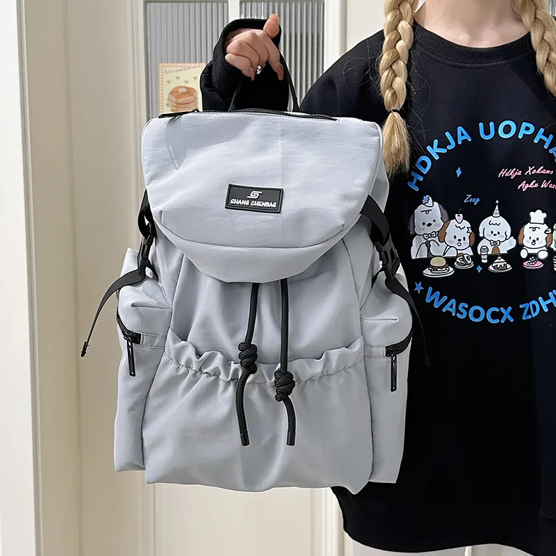 GOBLIN SHARKS 1759 Nylon Backpack Unisex White/Orange/Black/Khaki/Gray-28
