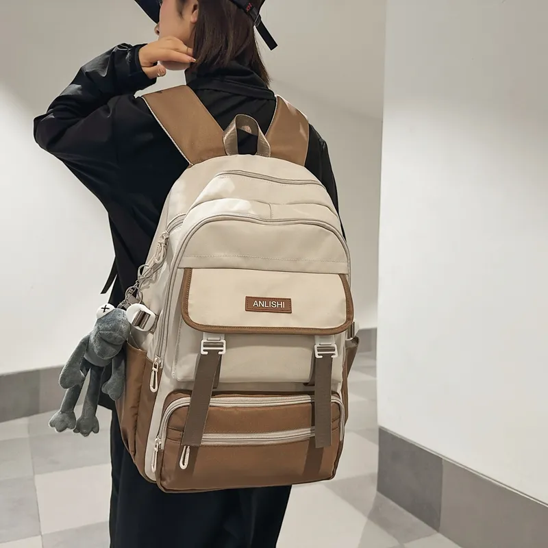 GOBLIN SHARKS 1759 Nylon Backpack Regular Unisex White & Black/Pure Black/White With Gray/White With Brown-18