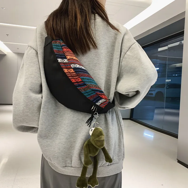 GOBLIN SHARKS 1759 Knitted Fabric Patched With Oxford Sling Bag Regular Unisex Black/Blue/Green-1