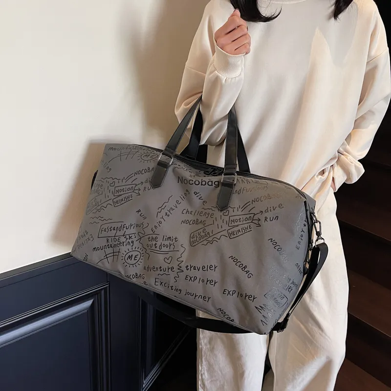 GOBLIN SHARKS 1759 Fabric Backpack Portable Crossbody Gym Bag Large Size Unisex Black/Green/Gray-19