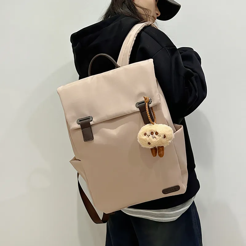 GOBLIN SHARKS 1759 Nylon Backpack Large Size Unisex Khaki/Black/Pink-1