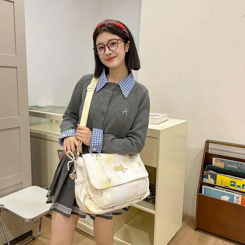 GOBLIN SHARKS 1759 Corduroy Messenger Bag Shoulder Bag Women's Gray Pink/Yellow Blue/Khaki/Green-13