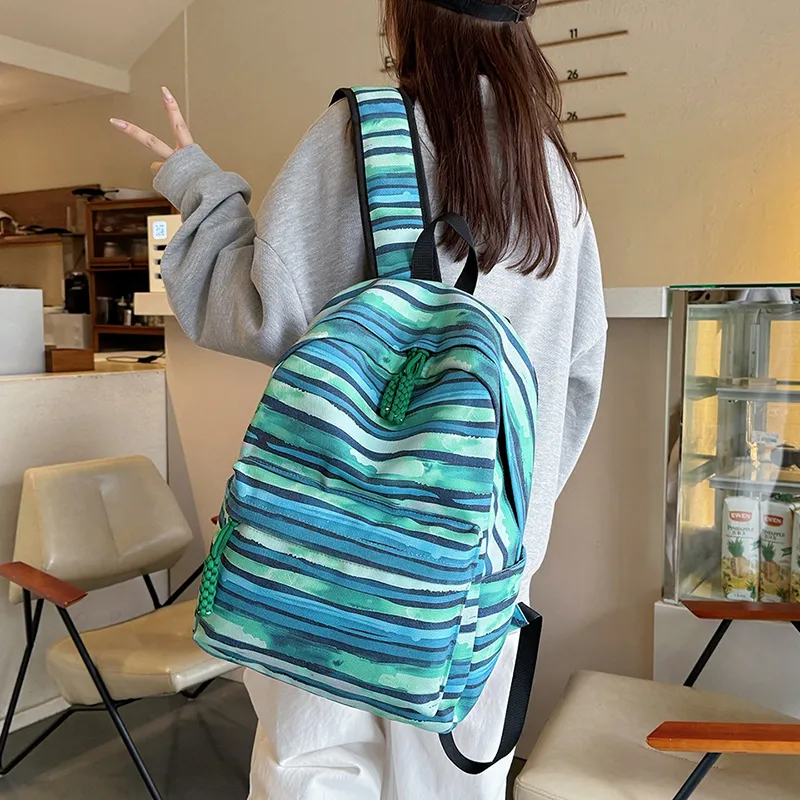 GOBLIN SHARKS 1759 Canvas Backpack Unisex Yellow/Green/Blue/Pink-9