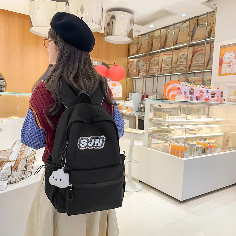 GOBLIN SHARKS 1759 Nylon Backpack Large Size Unisex White/Black/Khaki/Blue/Pink-12