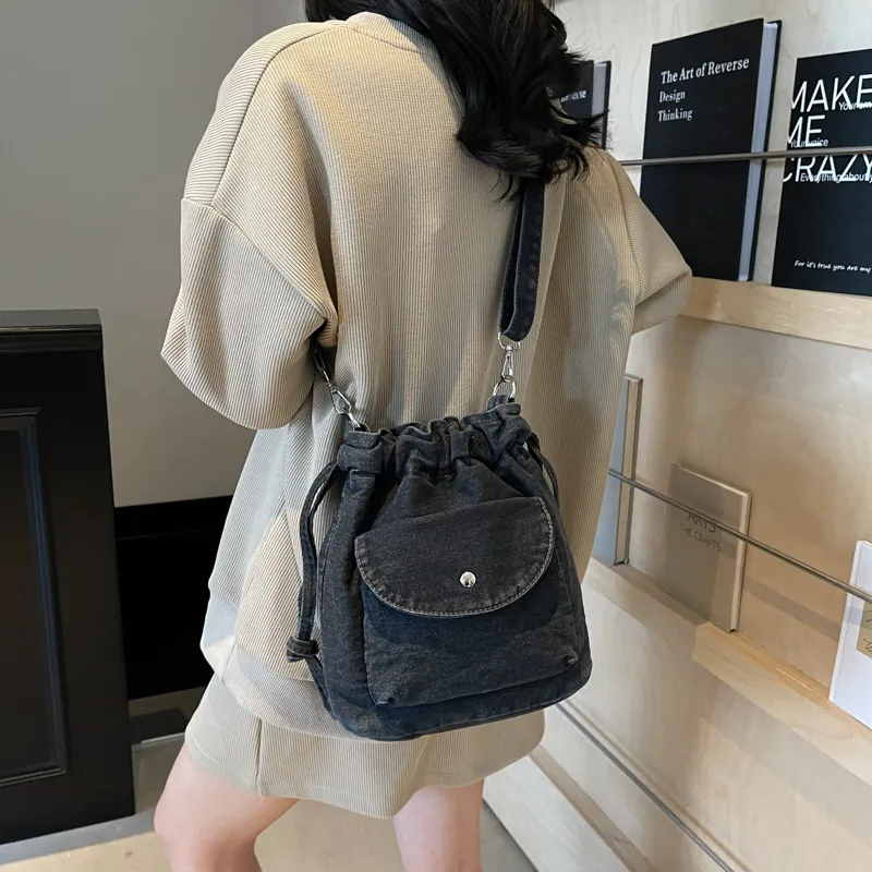 GOBLIN SHARKS 1759 Fabric Crossbody Bag, Shoulder Bag Regular Women's Dark Blue/Black/Light Blue-13