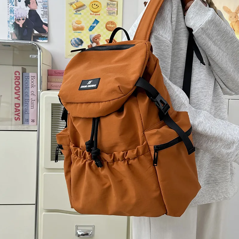GOBLIN SHARKS 1759 Nylon Backpack Unisex White/Orange/Black/Khaki/Gray-10