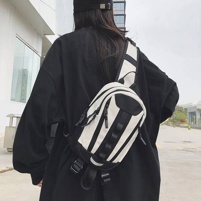 GOBLIN SHARKS 1759 Nylon Shoulder Bag Crossbody Bag Backpack Sling Bag Regular Unisex White/Black/Red/Yellow-5