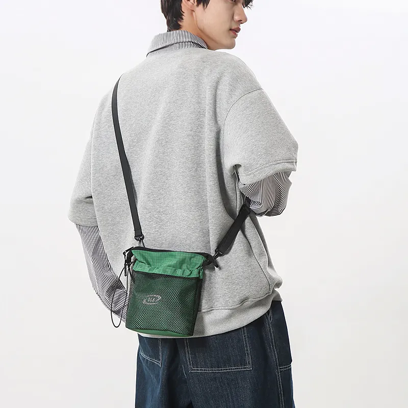 GOBLIN SHARKS 1759 Nylon Backpack, Crossbody Bag Regular Unisex Black/Khaki/Green/Red/Yellow-13