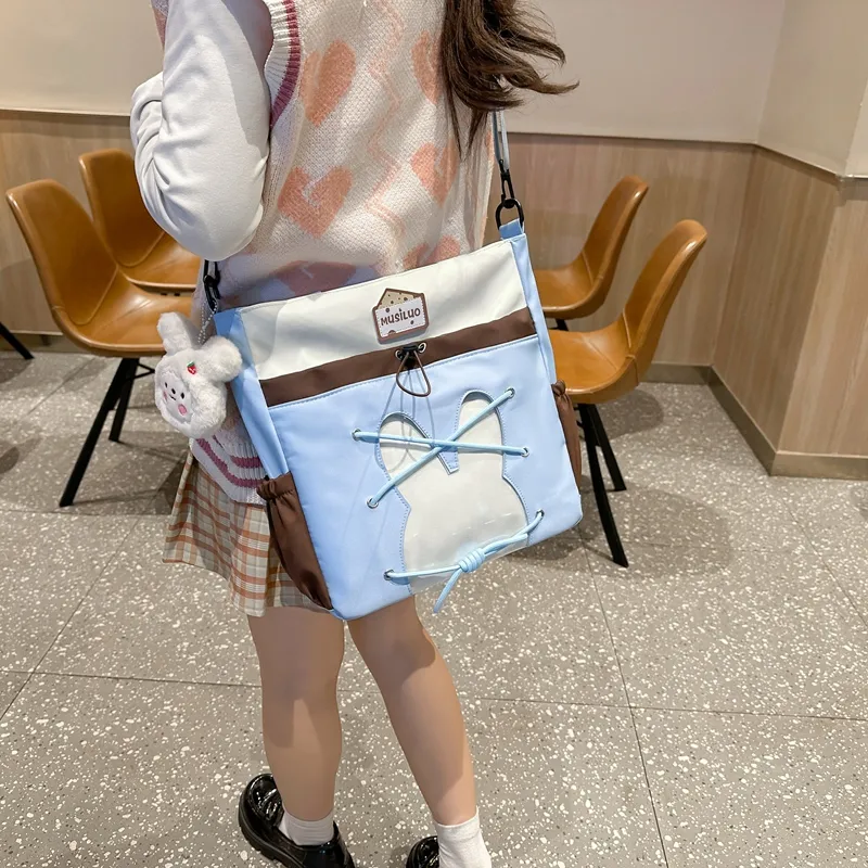 GOBLIN SHARKS 1759 Nylon Shoulder Bag Unisex Blue Black/Pink/Yellow/Purple-2