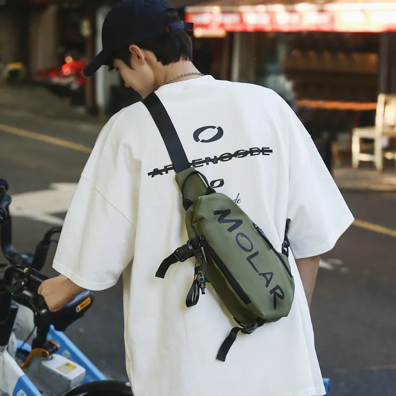 GOBLIN SHARKS 1759 Nylon Sling Bag Unisex White/Black/Gray/Green/Planet Black/Planet White-15