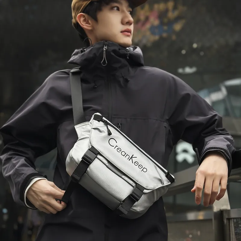 GOBLIN SHARKS 1759 PU Sling Bag Unisex Silver/Black-3